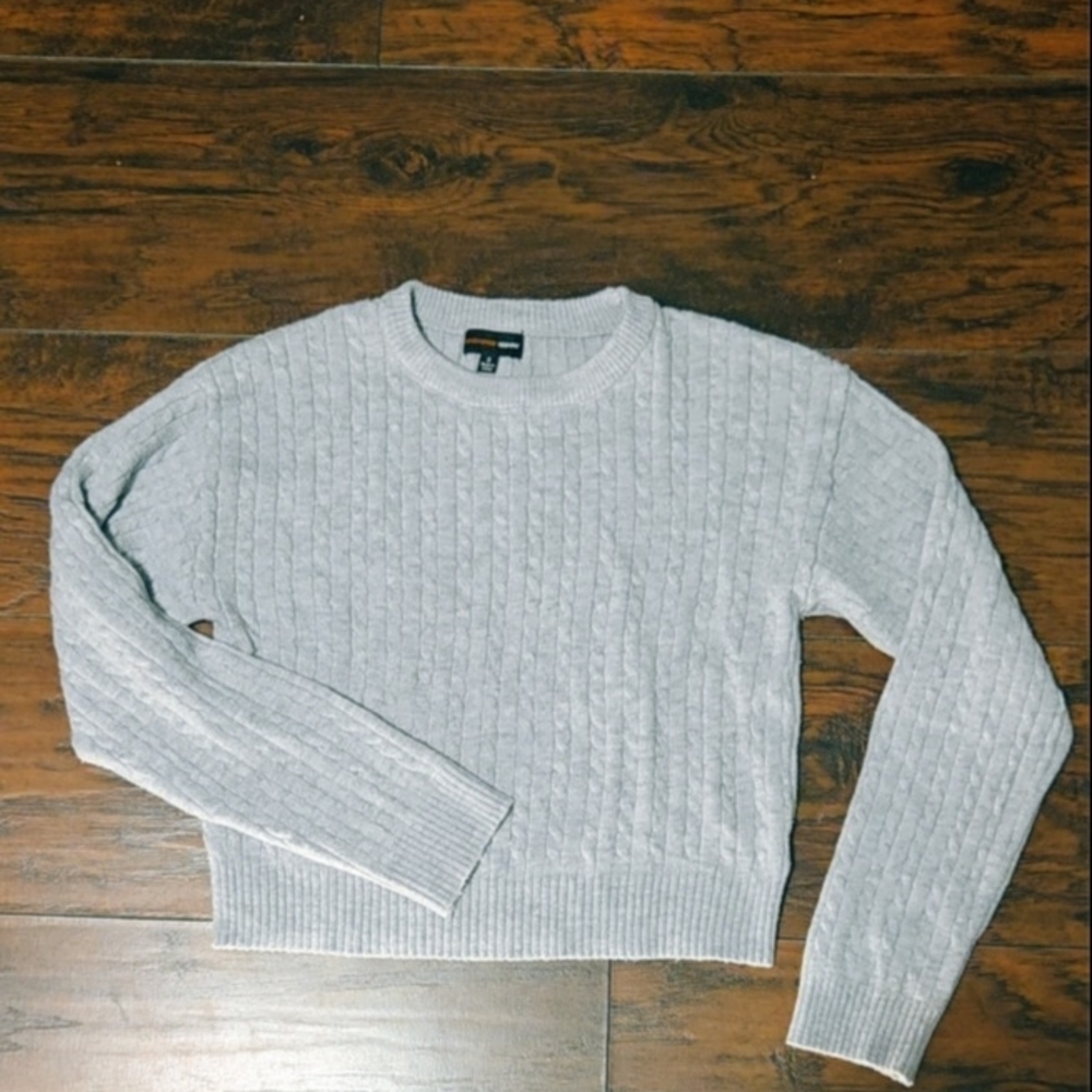 Ambiance Light Gray Ribbed Knit Sweater